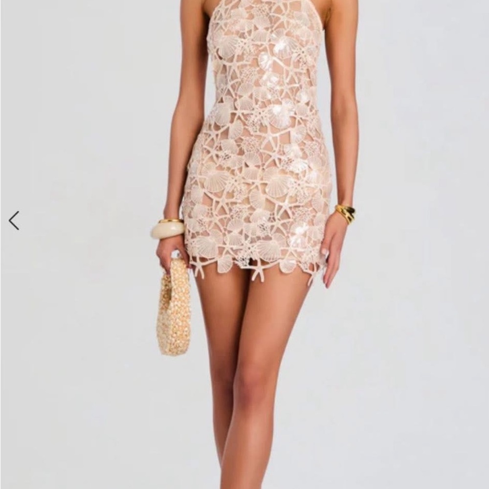 Elegant Lace Beige Dress- Retrofete Hayden Dress
